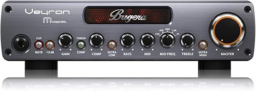 Bugera VEYRON MOSFET BV1001M Amplificador de graves ultracompacto de 2,000 vatios clase D con preamplificador MOSFET, compresor y tecnología
