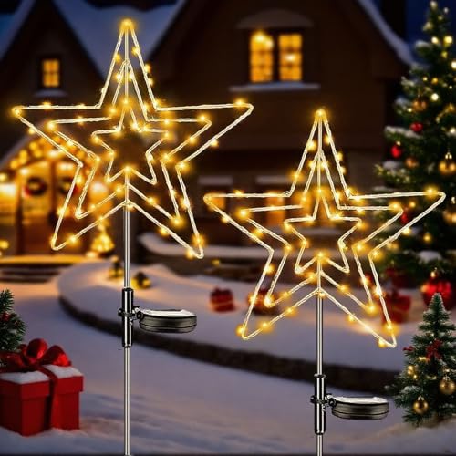 Yowin Solar Weihnachtsbeleuchtung Außen Stern 2 Stück 75 LED...