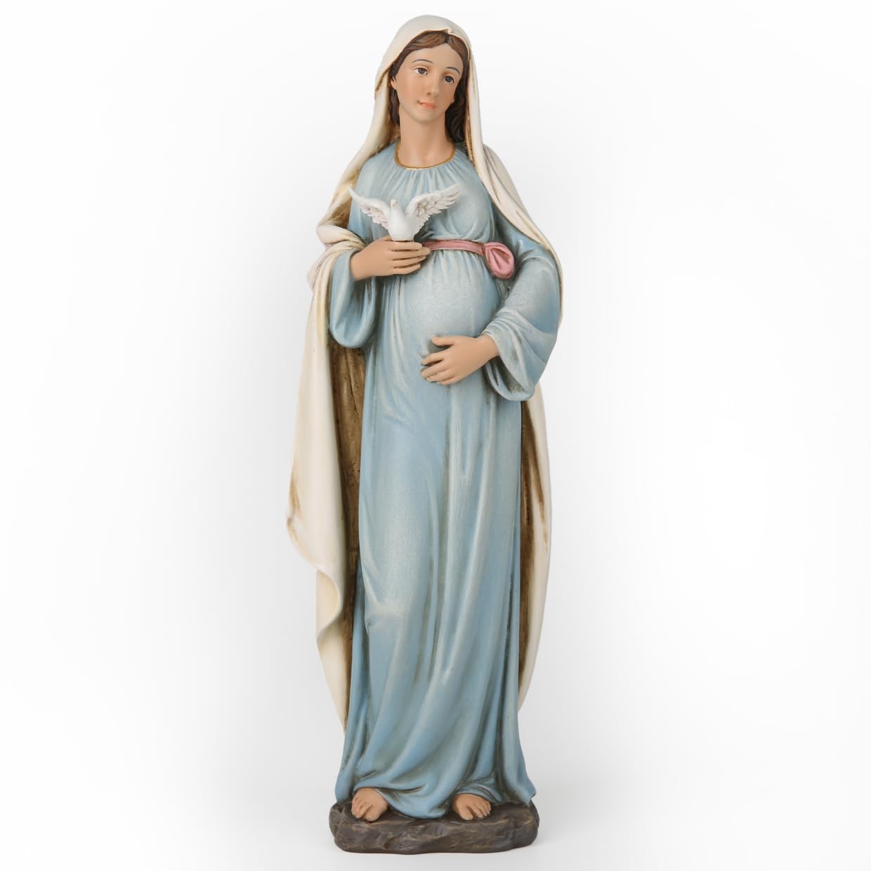BC BUILDCLASSIC Catholic Pregnant Mary Mother Statue, Expectant Mary Figure, Hand Painted Religious Gifts for Pregnant Women,Devoted Home decor, 8.4" H, Classical Renaissance sculpture by