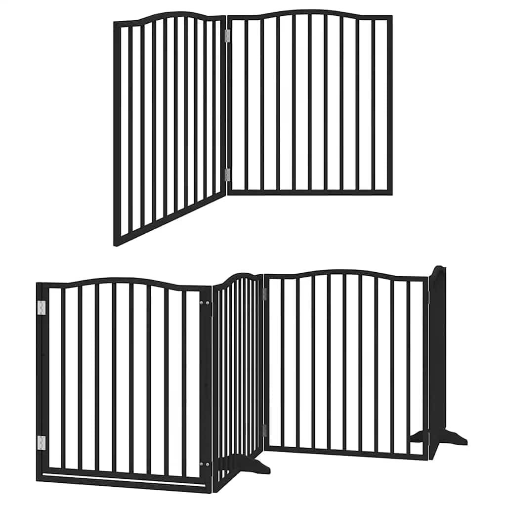 10-TLG. Puerta plegable para perros con puerta de madera de álamo de 800 cm, rejilla plegable para perros con puerta con cerradura, puerta para perros plegable sin taladrar