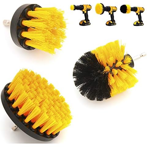 Drill Brushes 3 Pcs Electric Washing Drill Brushes for Cleaning, for Clean Household and Company Floors, Bricks, Toilets, Bathtubs, Wash Basins, Cars, Etc. (Yellow) Cover