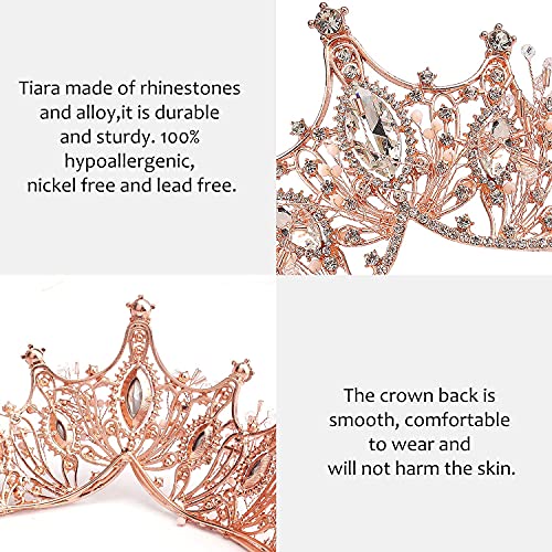 Cocide Rose Gold Tiara And Crown For Women Crystal Headband For Girls Mermaid Queen Head Band Princess Hair Accessories For Birthday Party Bride Wedding Prom Halloween Costume Cosplay #TOP4