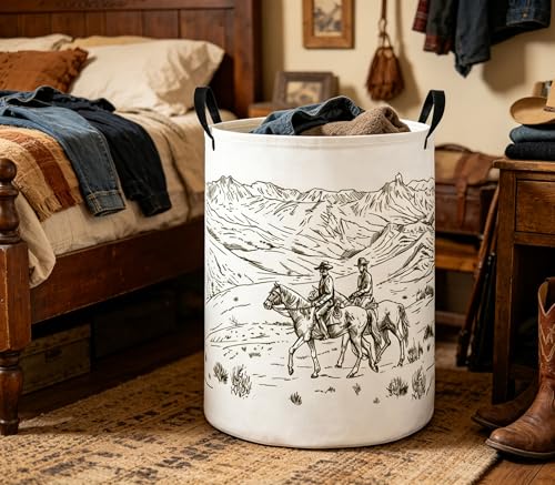 Image of Baby Laundry Hamper Basket Baby Hamper for Nursery Boy and Girl Cute Storage Bin Organizer Boho Room Decor(Cowboy)