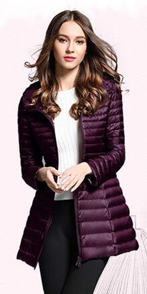 Abrigo Largo Plumas Mujer Plumiferos Ligeros Plumon Acolchado Chaquetas con Capucha Abrigos Chaquetones Anorak Plumifero Señora Cazadoras Acolchada Plumas Ultralight Primavera Otoño