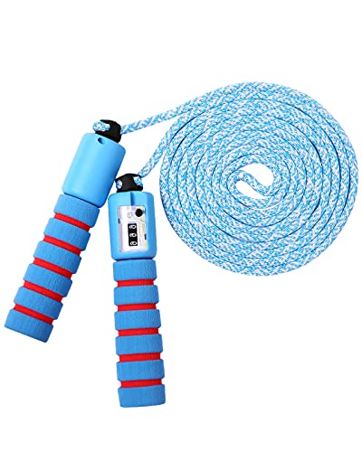 Cuerda para Saltar para niños Skipping Rope Ajustable ，Saltar la Cuerda Mango de Espuma para el Juego Escolar o Actividad al Aire Libre,azul