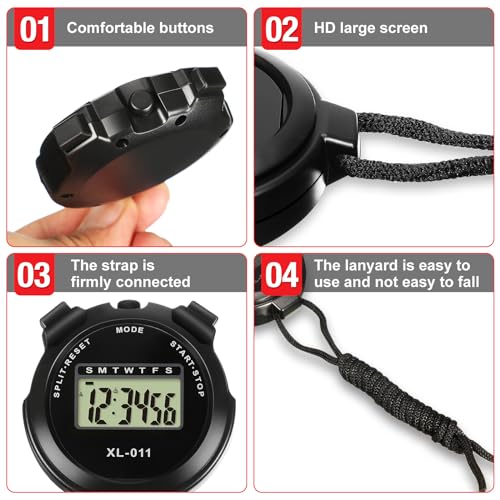 Weewooday 8 Pieces Sports Stopwatch Timer Multi Function Sport Digital Stopwatch Large Display with Date Time and Alarm Function Shockproof Waterproof for Swimming Running Training - Image 5