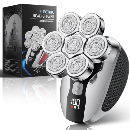 Image of Head Shavers for Bald Men, Professional 5-in-1 Electric Head Shaver Grooming Kit, 7D Floating Wet & Dry Electric Razor for Bald Heads with LED Smart Display & Type-C Charging for Hair /Face /Beard