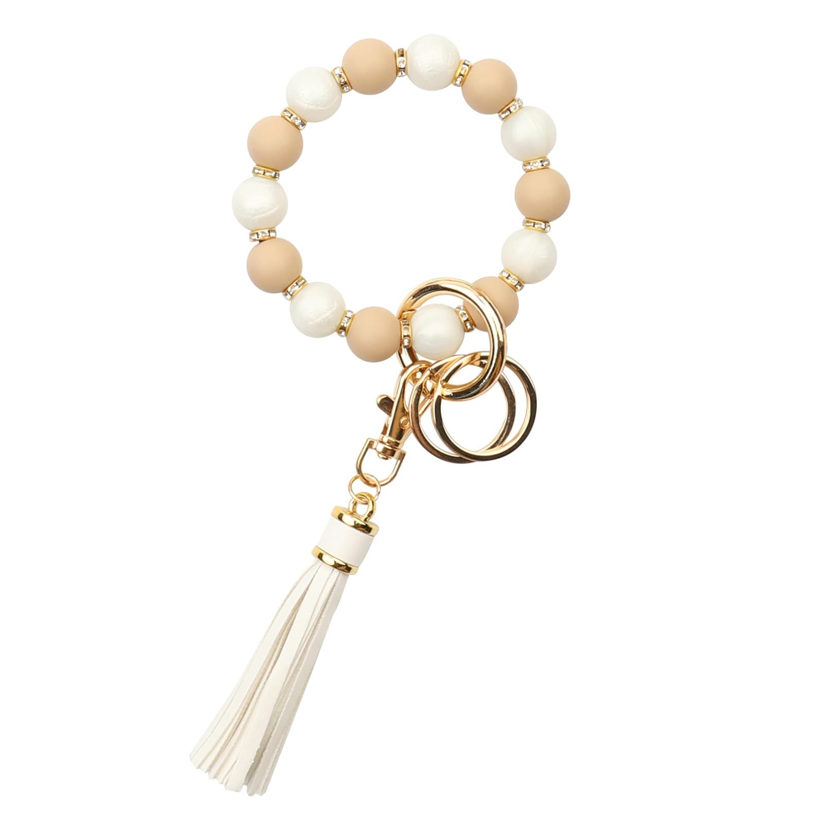 CHUQING Schlüsselanhänger Armband Autoschlüsselanhänger Perlen Schlüsselarmband Schlüsselbund auto Frau Schlüsselkette Silikonperlen Schlüsselband Kurz für Damen Frauen