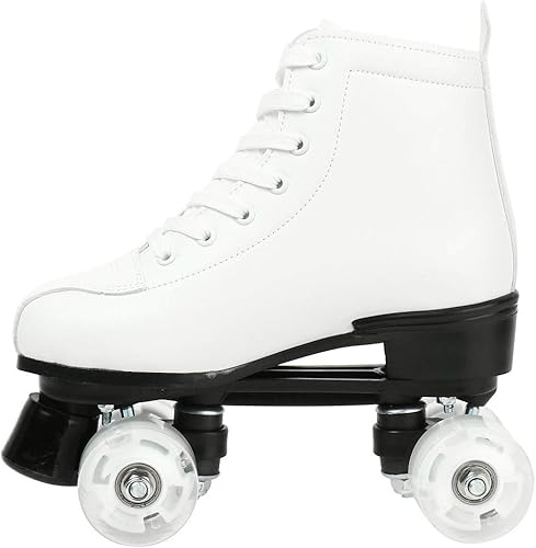 Miniatura 5 de Patines para mujer de cuero sintético, patines de cuatro ruedas, patines de rodillo brillantes para niñas, unisex