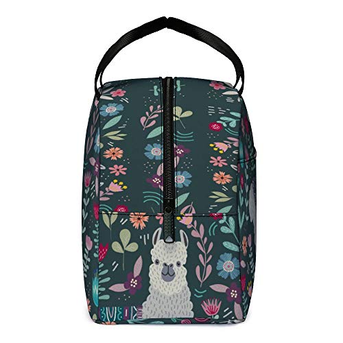 Lunch Bag, Cute Kids Reusable Cooler Lunch Tote Bag Insulated Leakproof Lunch Box Container With Front Pocket For Girls Boys School Work Picnic (Slate Grey Llama) #TOP1