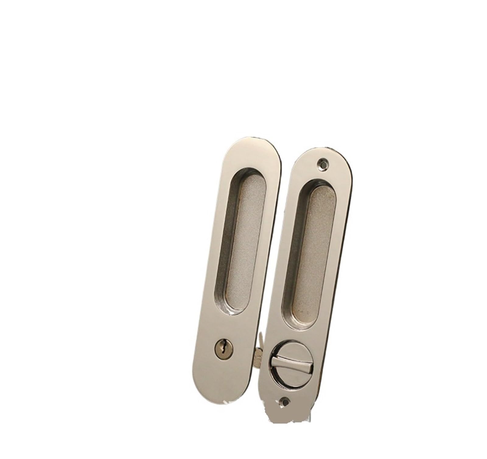 Cerradura Puerta Corredera Europeo Bilateral Baño Balcón | Puerta Corredera Interior Puerta de Madera Armario Manija Empotrada Baño Balcón Bilateral(YM03 bright chrome with lock body)