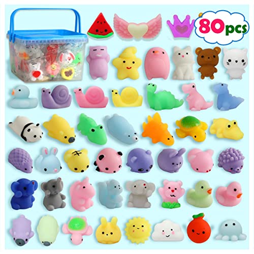 80 Pcs Squishy Toys, Mochi Squishy Toys Party Favors Kawaii Squishies Stress Relief Mochi Fidget Toys For Boys Girls Classroom Prizes Prime Christmas Stocking Birthday Gift Squeeze Toys For Kids 4-8 #TOP28