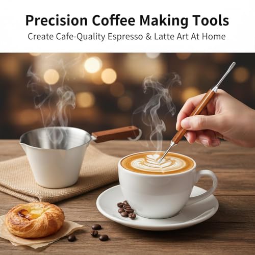Vaso medidor espresso acero inoxidable 100ml con mango de madera miniatura 2