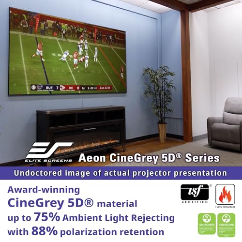 Image of Elite Screens Aeon CineGrey 5D 165 inch Fixed Frame CLR /ALR Projector Screen 16:9, Edge-Free Design, Ceiling & Ambient Light Rejecting, Wall Mounted, Standard Throw Compatible for Home Theater, AR165DHD5