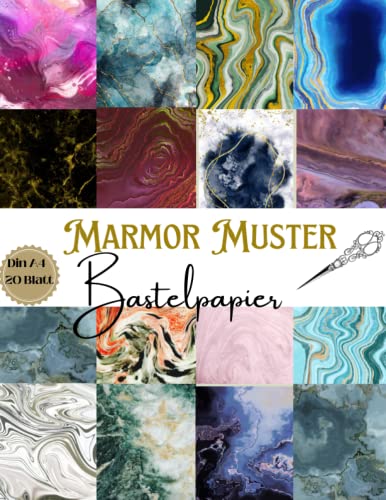 Marmor Muster Bastelpapier: Marmorierter Scrapbook Papier I Din A4, 20...