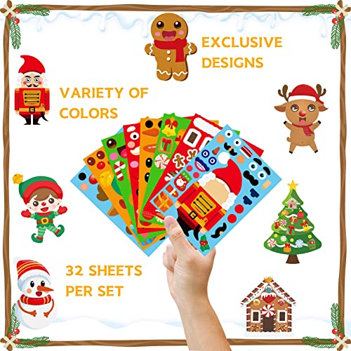 Christmas Stickers For Kids 32Pcs Christmas Stickers For Crafts Kids Christmas Stickers Holiday Stickers For Kids Christmas Make Your Own Face Stickers Christmas Crafts For Toddlers Xmas Stickers #TOP3