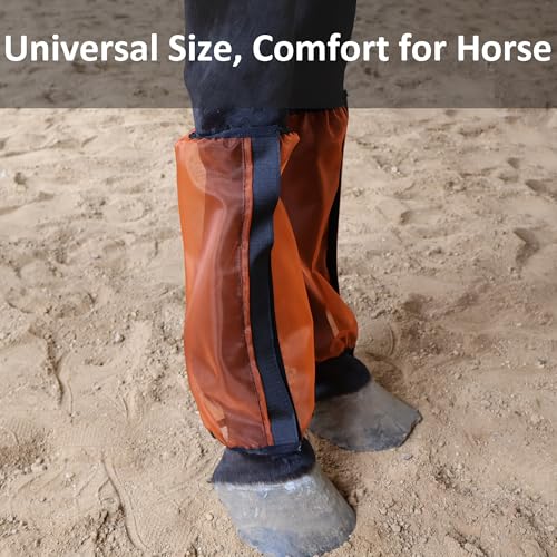 Image of Horse Leggings Fine Mesh Horse Fly Boots Breathable Horse Boots Leg Wraps (Set of 4) Universal Size Provide Protection for Your Horse Against Horsefly