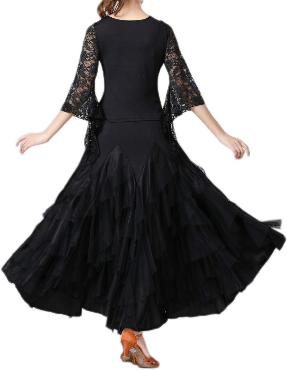 CISMARK Elegant Ballroom Latin Dance Party Long Swing Tiered Skirt for Women - Image 5
