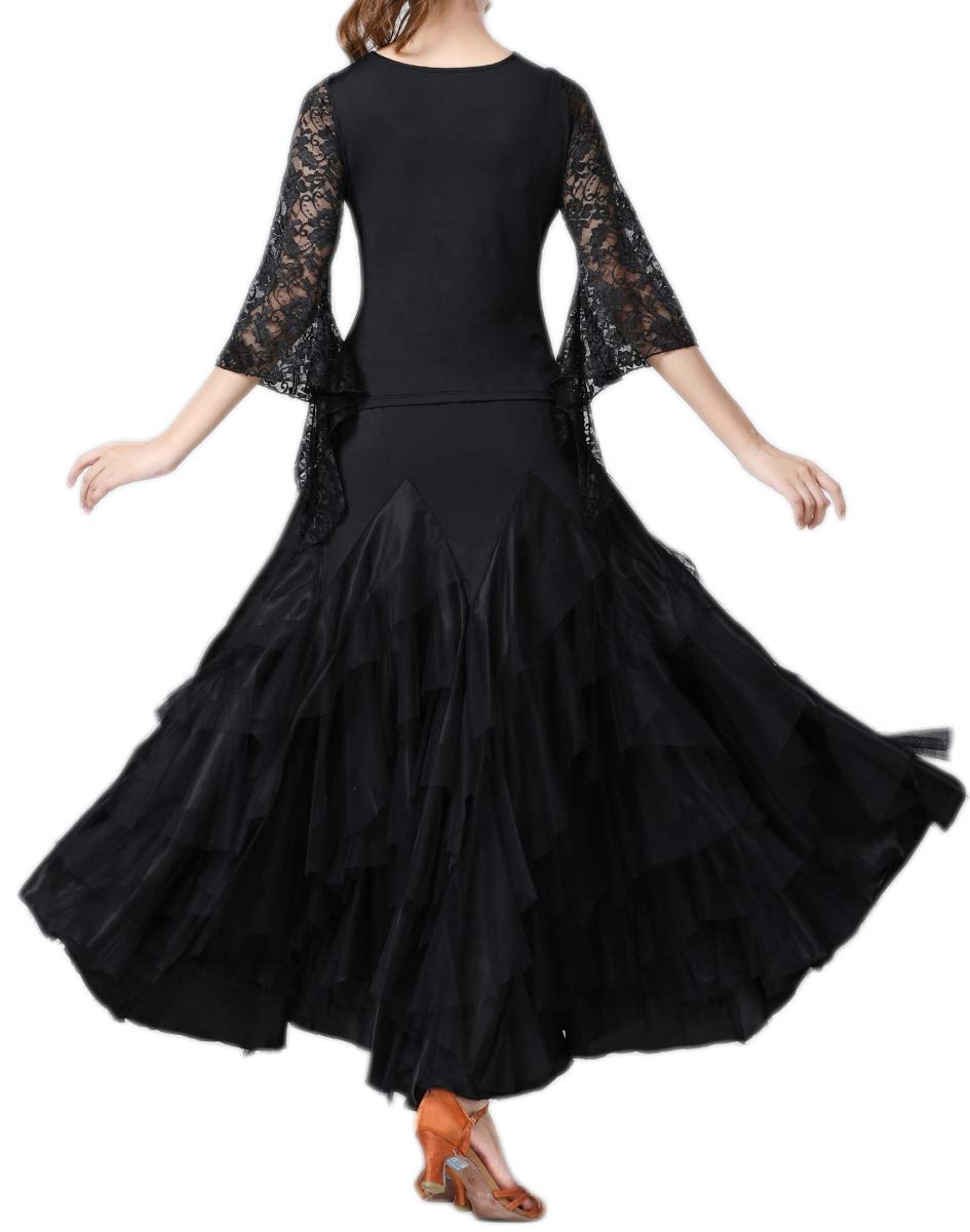 Elegante sala da ballo Latin Dance Party Long Swing Tiered Gonna da donna, taglia unica