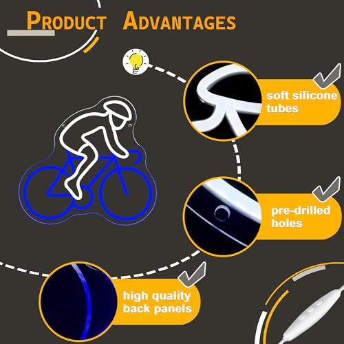 Image of Allball Bike Neon Sign, Cycling Neon Light USB Powered Bicycle LED Sign, for Garage Decor Man Cave Road Bike Athlete Indoor Cycling Bicycle Shop Workout Room Sign Birthday Gifts(12.9 * 12.2 In)