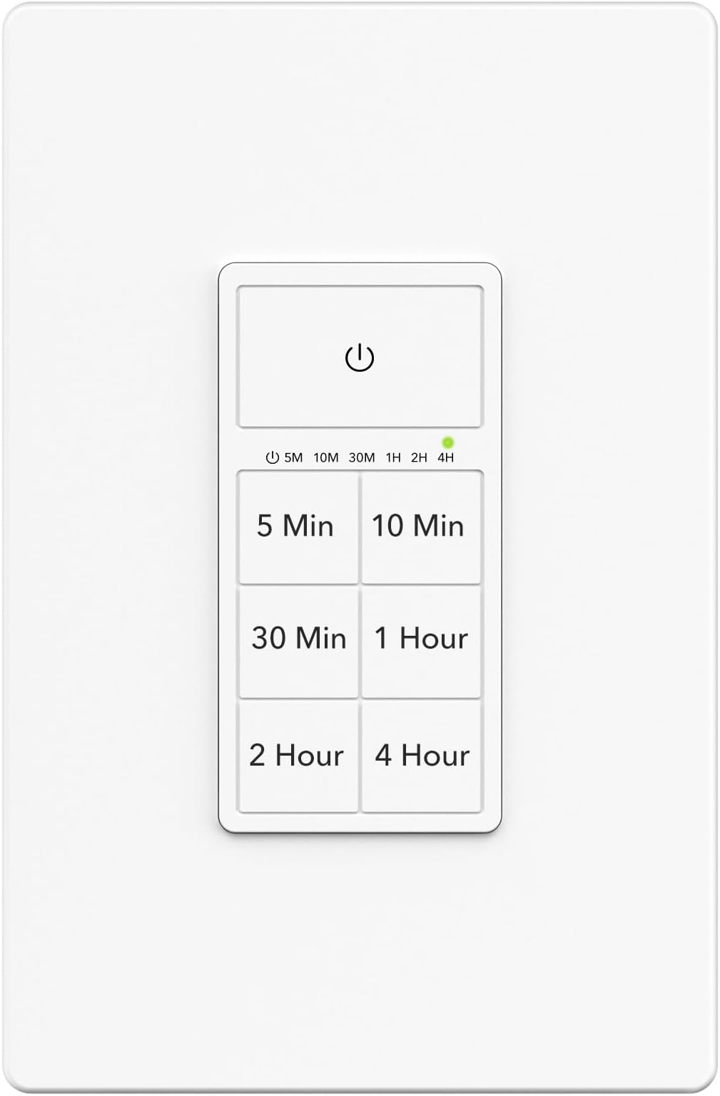 BN-LINK Countdown Timer Switch for Exhaust Fan and Bathroom Light, Touch Button 5-10-30-60 Min 2-4 Hour Auto Shut Off, Neutral Wire Required, Standard Wall Plate Included, ETL Listed, White
