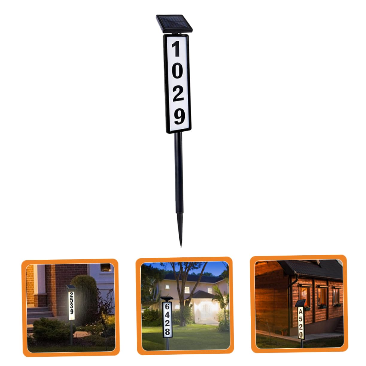 HOMSFOU Lampada Civico Solare Nero in Plastica, Illuminazione Esterna per Giardino e Cortile, Display Indirizzo