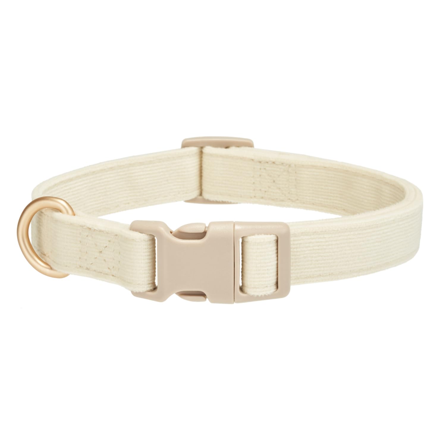 YUDOTE Soft Corduroy Dog Collar with Plastic Clip - Comforty and Adjustable for Small Dog Daily Using in Cream — image 1