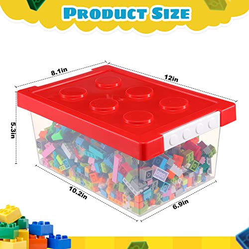 Vicenpal 4 Pack Toy Storage Containers With Lids Brick Shaped Kids Storage Organizer Box Containers Plastic Stackable Organizer Bin Clear Toy Chest For Organizing Building Brick Dolls Toys(Small) #TOP1