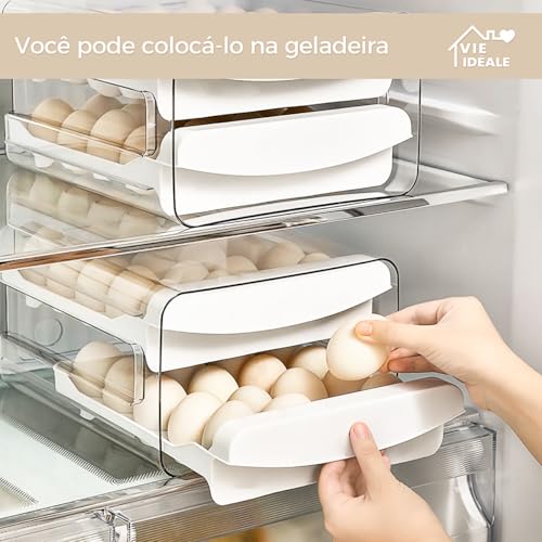 Porta-ovos para Geladeira de 2 Camadas, Recipiente de Armazenamento de Ovos Frescos, Caixa Organizad