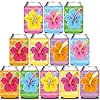 HAPPARTY 12PCS Hawaiian Hibiscus Tropical Can Slee... #1