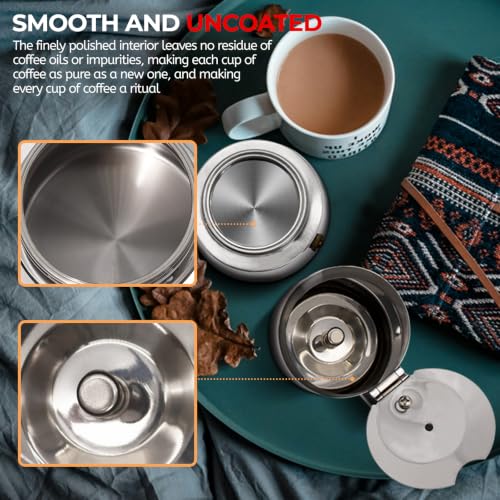 Image of Stainless Steel Moka Pot Express Coffee Maker Stovetop Espresso Percolator Coffeemaker Italian Classic Style Brewing Greca Cafe Mocha Machine for Cafeteras Lover Camping Travel 6 Cup 300ml