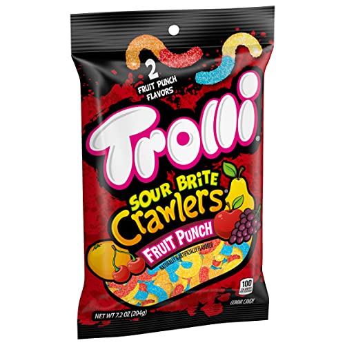 Image of Trolli Sour Brite Crawlers Candy, Fruit Punch, Sweet and Sour, Gummy Worms, 7.2 oz (Pack of 5)