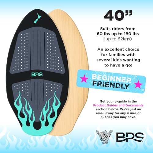 BPS 'Flame' Skimboard (40 Inch, Black/Cyan) with RPET Bag by BPS - Image 2