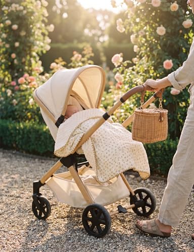 Image of Baby Blanket 40x40 Inches,Muslin Cotton and Minky Dotted Double Layer Soft Receiving Blanket for Newborn Toddler,Petite Floral