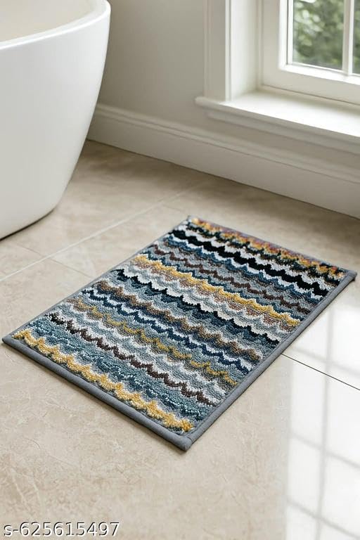 , Anti-Slip Microfibre Bathmat,Microfiber Luxe Home Bath Mat Super Soft Non Slip Vegas Mats for Bathroom, Kitchen, Bedroom, and Door (40X60 Cm, Multicolor) Pack of 1, Rectangular 4