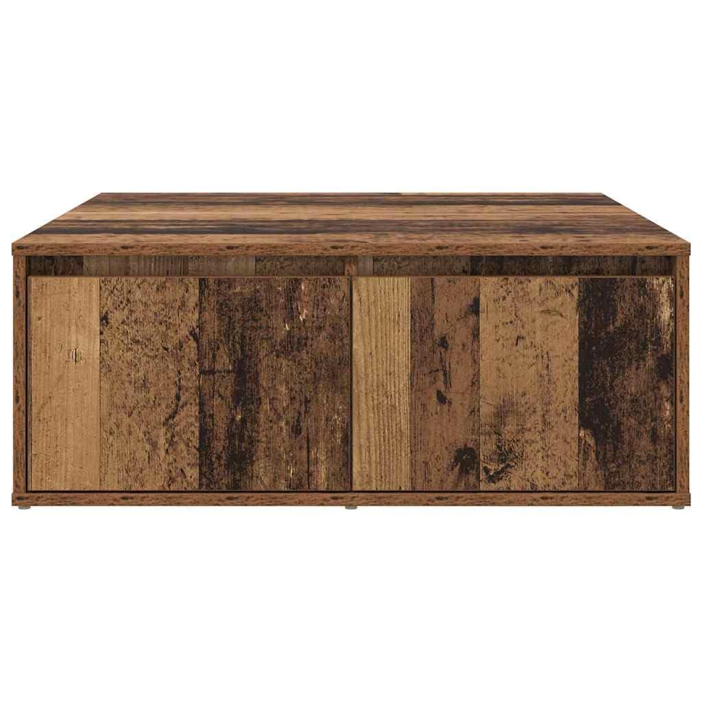 Tavolino da salotto in legno ingegnerizzato legno antico 80 x 80 x 31 cm con 2 cassetti e ripiano, mobiletto contenitore salvaspazio per soggiorno, camera, ufficio