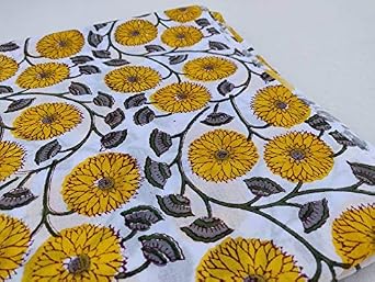 INDACORIFY Printed Cotton Fabric Cushion Cover Scarf Sofa Cover Summer Dress Indian Printed Fabric Cloth Kurti 20 Yard
