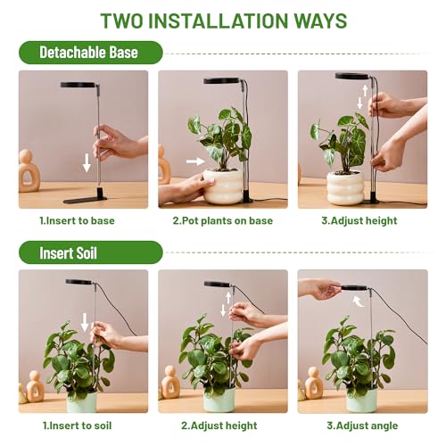 Image of LBW Grow Light for Indoor Plants,Full Spectrum Plant Light with Base,Height Adjustable Plant Grow Lamp with Auto Timer 6 /8 /12 /16H, 3 Colors,5 Dimmable Brightness, for Small Plants,Black, 3 Packs