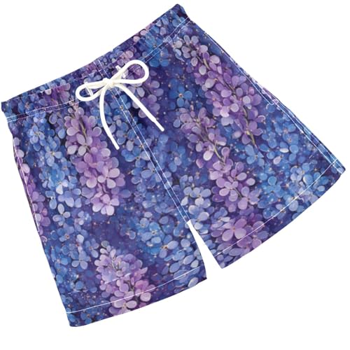 Pigsaly Boys Swim Trunks Wisteria Lavender Flower Boys Board Shorts Swimsuit Swimwear Summer Bathing Suit 2T