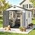 Greesum 8x10FT Resin Outdoor Storage Shed with Floor and Windows, All Weather Plastic Shed with Lockable Door & Vents for Garden, Backyard, Lawn, Light Gray
