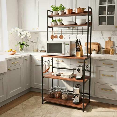 Image of wow craft 5-Tier Storage Rack - Functional Microwave Stand, Bookshelf, Kitchen & Office Organizer | Durable Metal Frame, Easy to Assemble, Space-Efficient