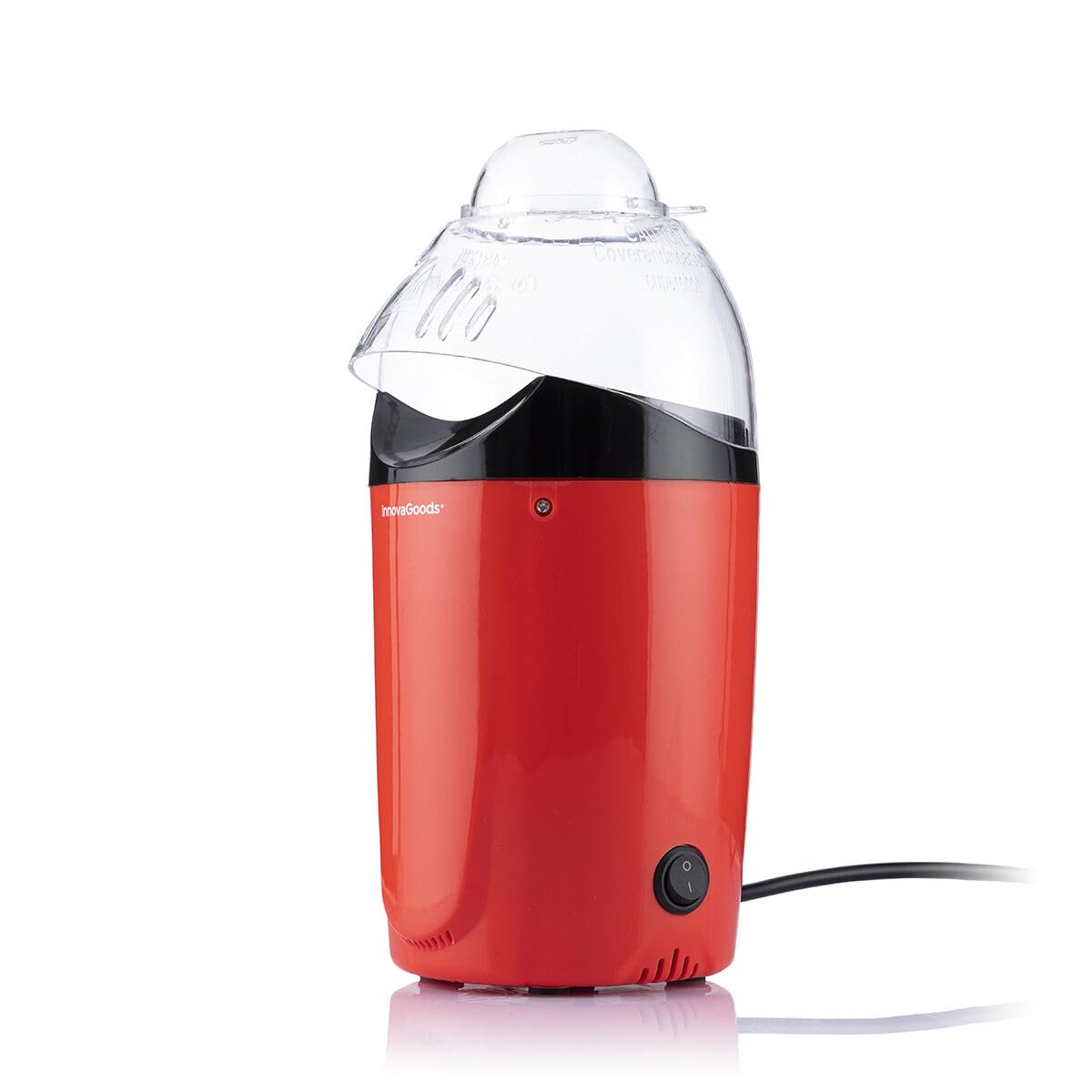 InnovaGoods® Palomitera de aire caliente Popcot, prepara palomitas de maíz de forma saludable y rápida, con función de aire caliente, diseño compacto y portátil, ideal para el hogar y el cine
