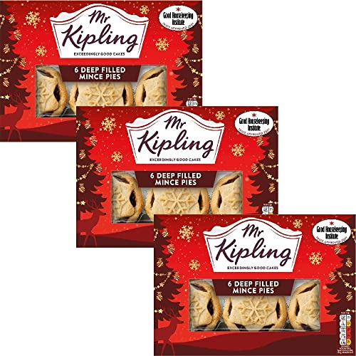 Mr Kipling 3 x 6 Deep Filled Mince Pies Cakes Hot Cold Pastry Sweet Butter Sugar