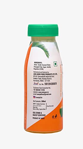 Image of Cocojal Pineapple Tender Coconut Water | No Added Preservatives | No Added Flavours | Not from Concentrate | 200 ml (Pack of 18)