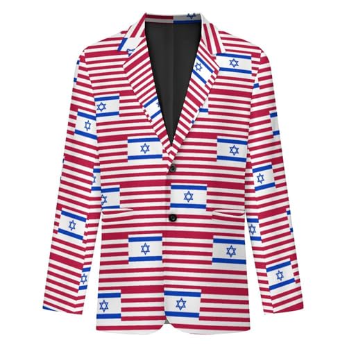 Israel Flag and U.S. Men's Suit Jacket 2 Button Lapel Blazers Tuxedo Business Coat for Wedding Party2