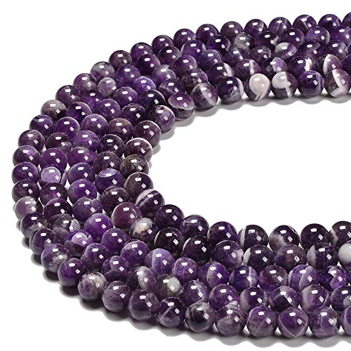 PLTbeads Natural Round Crystal Energy Stone Healing Power Gemstone Loose Beads for Jewelry Making (8mm, Smooth Dog Teeth Amethyst) PLTbeads Natural Round Crystal Energy Stone Healing Power Gemstone Loose Beads for Jewelry Making (8mm, Smooth Dog Teeth Amethyst)
