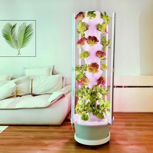 Indoor Tower Garden with Lights: Explore the Top 5 Surprising Choices 6 Hydroponic Growing System Kit with LED Grow Lights, Vertical Hydroponic Tower, Indoor Herb Garden, 32 Planting Pods,Lettuce Growing Garden