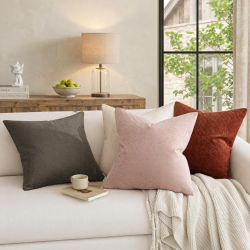 Image of a moment Pack of 2 Decorative Chenille Throw Pillow Covers with Twill Cushion Covers for Sofa Living Room Couch Bed 26x26 Inch Dark Gray