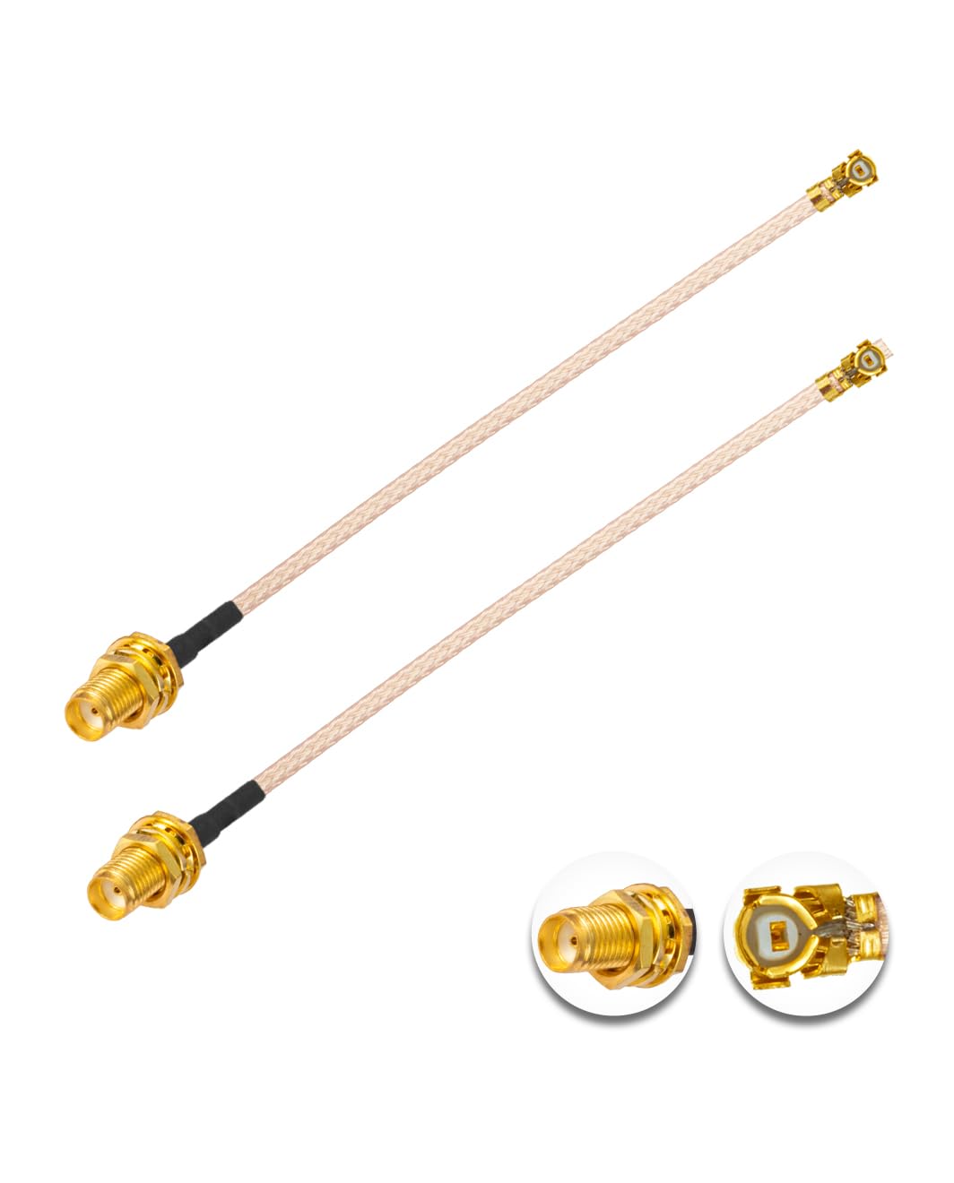 Vecys 2PCS U.F.L.1 do SMA żeński Kabel Koncentryczny o Niskiej Stratności 2 "/5CM U.F.L.1 RG178 Koncentryczny Kabel Pigtailowy RF do Routerów Bezprzewodowych Karty Sieciowe Mini PCIE PCI Wi-Fi
