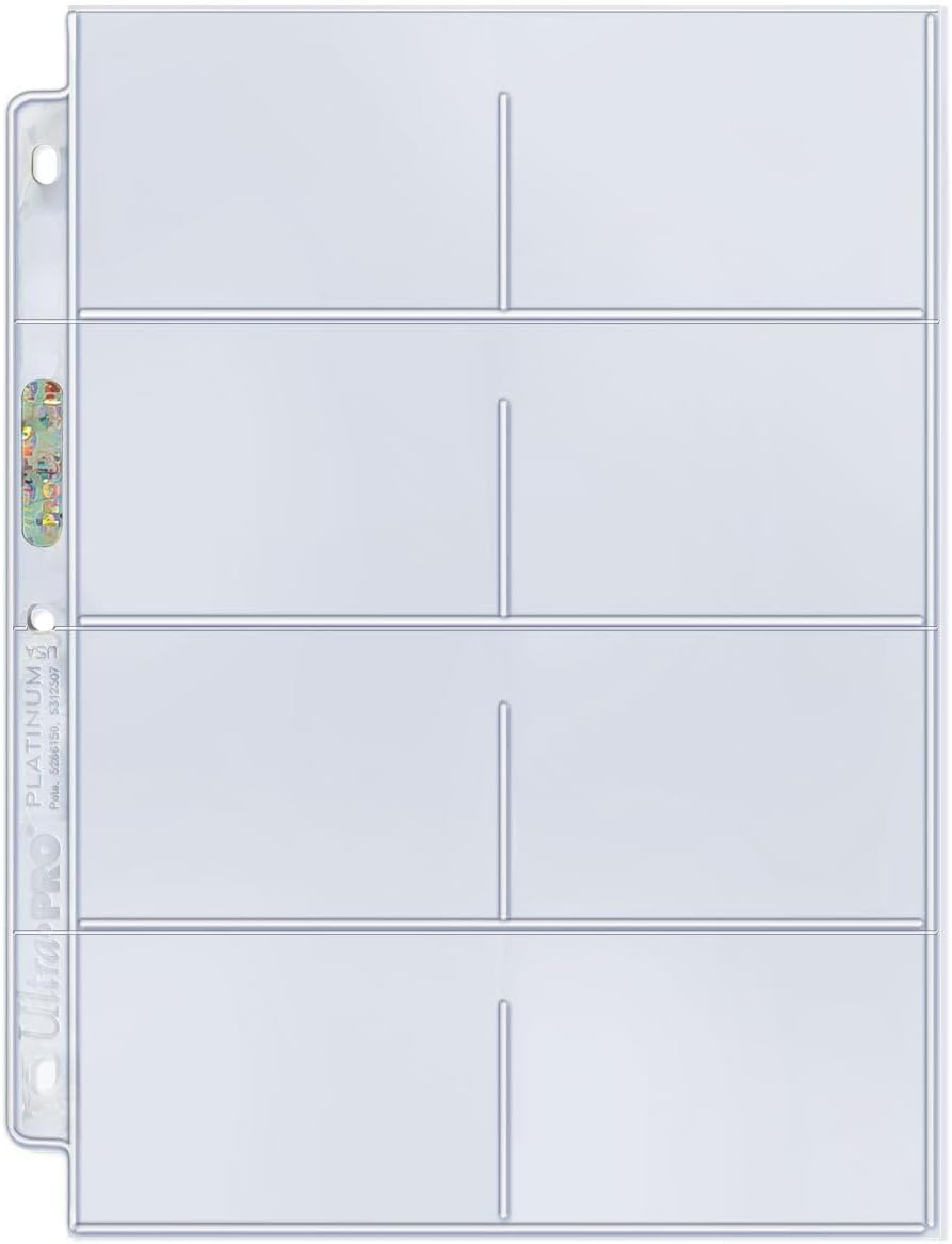 Ultra Pro 8-Pocket Platinum Page with 3-1/2" X 2-3/4" Pockets 100 ct.